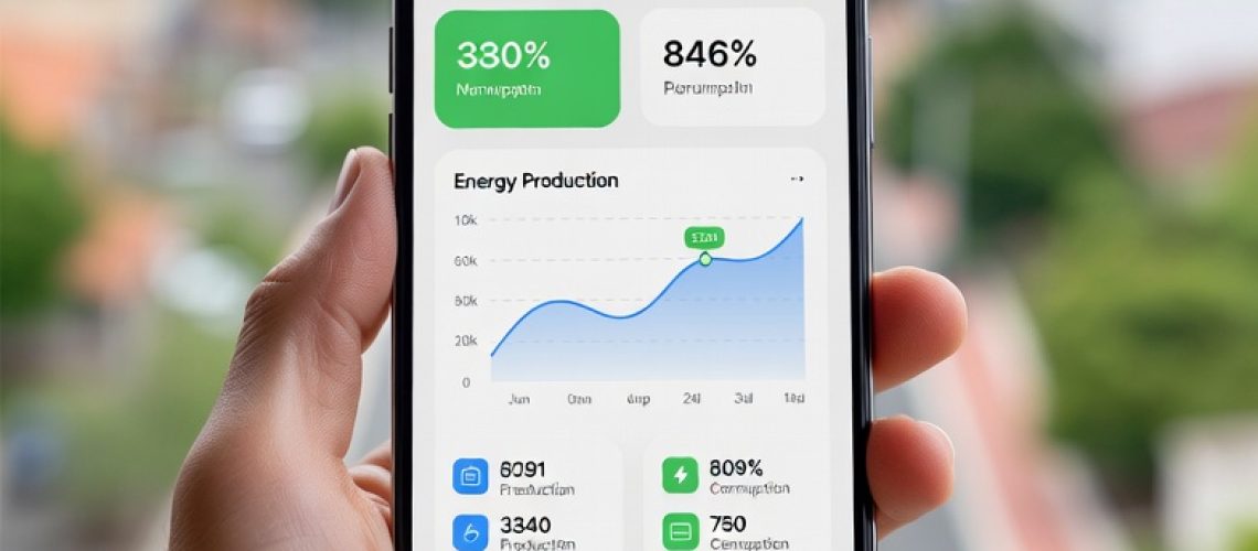 Persona che utilizza un'app su tablet per monitorare la produzione e il consumo della propria Comunità Energetica